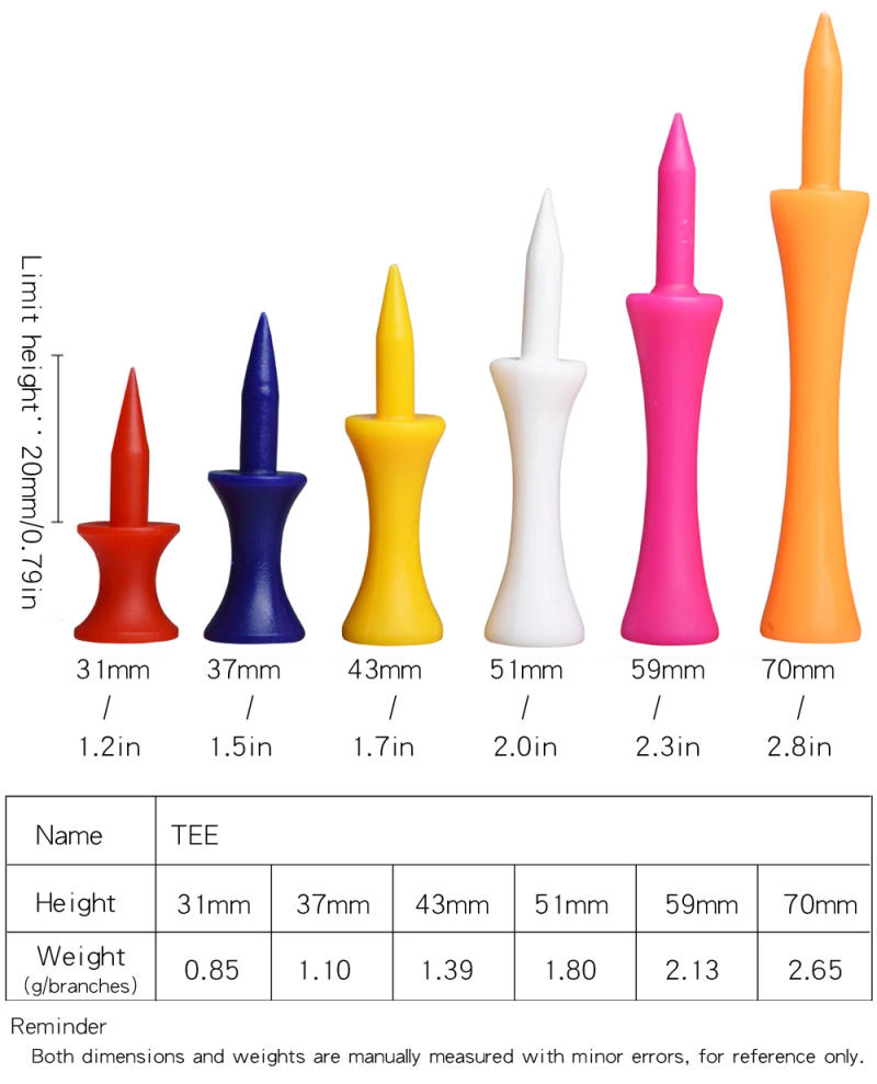 Description Picture 2 of item50Pcs Colorful Plastic Golf Tee Step Down Graduated Castle Tee Height Control  Golf Ball Holder Golf Accessories