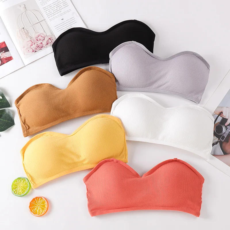 Description Picture 2 of itemWomen Sexy Tube Tops Strapless Bra Crop Top Back Closure Bandeau Top Soft Comfort Padded Underwear Female Wrap Top