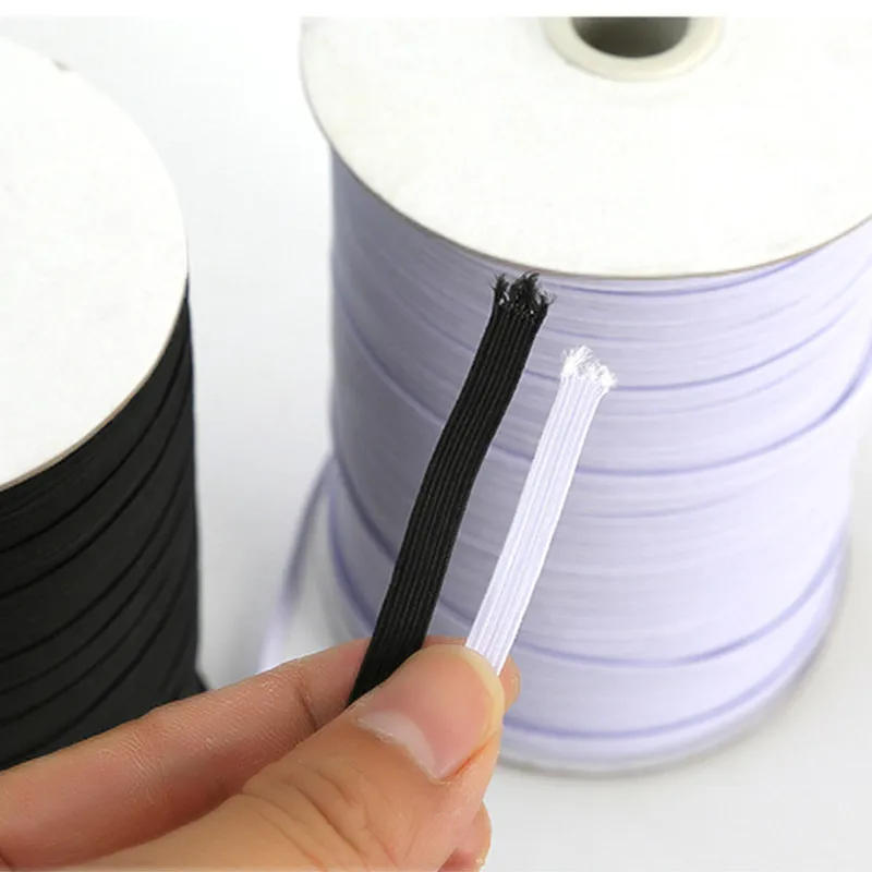 Description Picture 3 of item3/5/6/8/10/12mm 5yards Hight Elastic Bands Spool Sewing Band Flat Elastic Cord White and Black Diy Handmade Accessories