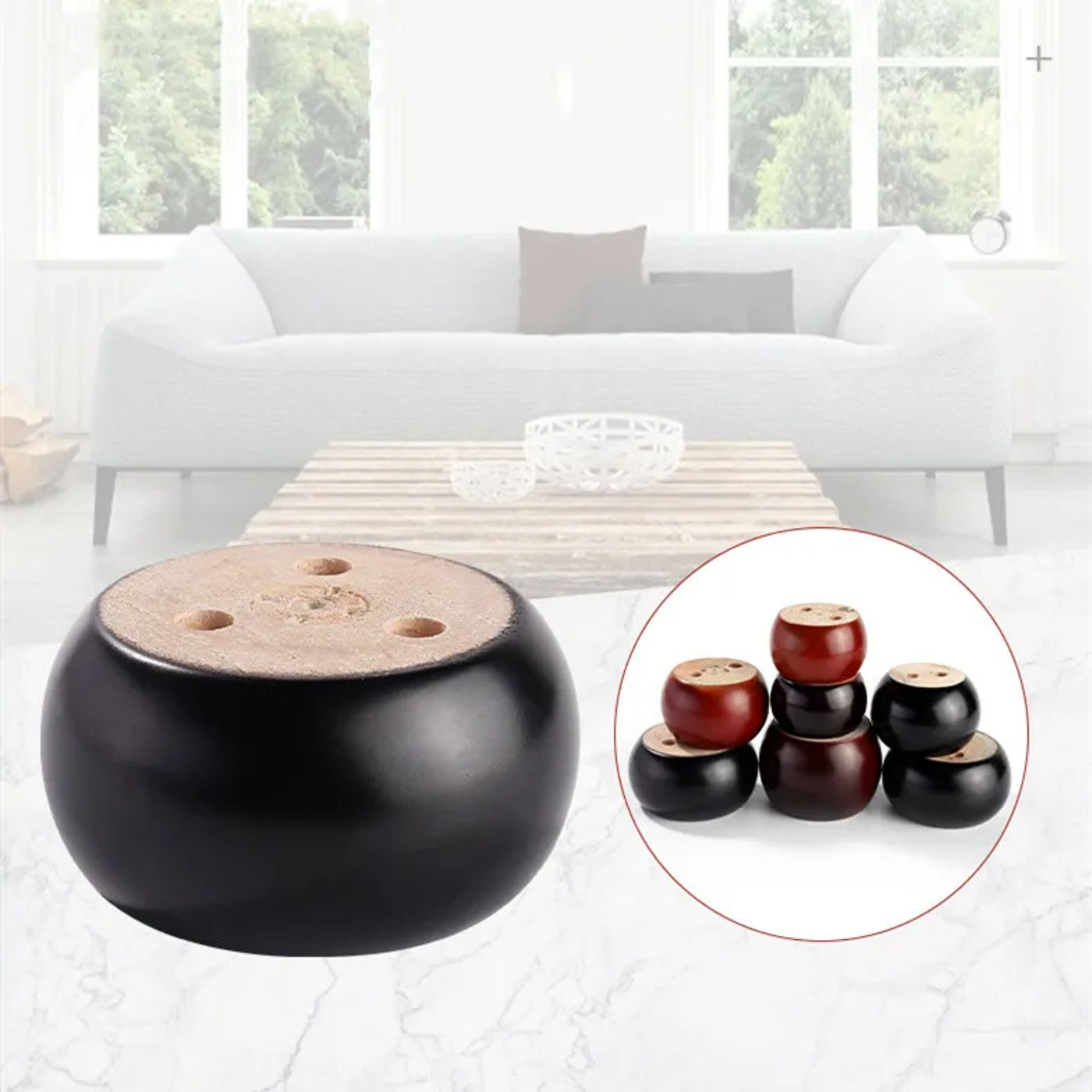 Description Picture 3 of item2PCS Round Solid Wood Furniture Legs Couch Support Feet for Replacement Sofa Chair Coffee Table Cabinet Furniture Decorate Parts