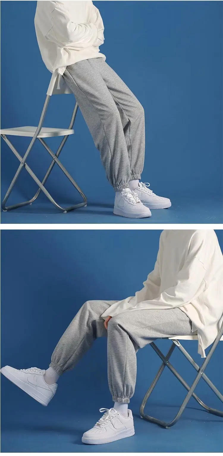 Description Picture 6 of itemICCLEK Sweatpants Men's Casual Trousers Loose Drawstring Leggings Pants Autumn and Winter Plus Velvet Thickened Wide-leg Pants