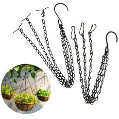Hanging Basket Chains, 1pcs 40cm/ 47cm Black Hanging Chains Flowerpot Iron Sling Chain 3 Point Garden Plant Hanger Chain Gondola
