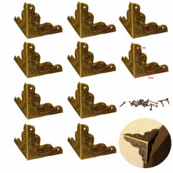 10pcs Corner Brackets Antique Jewelry Box Corner Foot Wooden Case Corner For Scrapbook Bronze Corner Protector Furniture Decor
