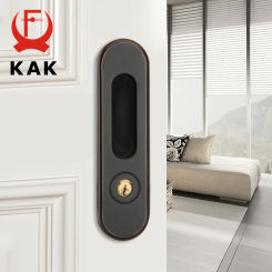 KAK Sliding Door Lock with Keys Hidden Door Handle Interior Door Pulls Lock Anti-theft Room Wood Door Lock Furniture Hardware