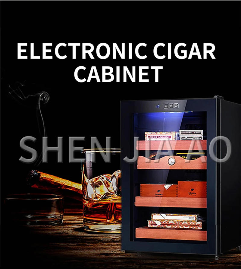 Description Picture 2 of itemConstant Temperature Moisturizing Small Electronic Cigar Cabinet Smart Home Single Door Solid Wood Cigar Cabinet with Lock
