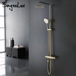 Chrome Brass Thermostatic Three Functions Bathtub Diverter Mixer Tap Multifunction Hand Held Shower Head Bathroom Faucet