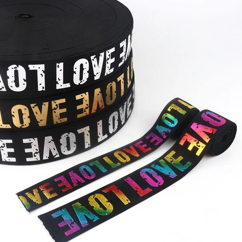 Description Picture 5 of item2/2.5/3/4cm Printed LOVE Elastic Band Rubber Webbing Classic Pattern Letter Love Elastic Belt for Sewing Accessories Supplies 1M