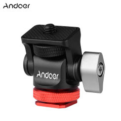 Andoer Mini Monitor Mount Tripod Head Cold Shoe Adapter 1/4 Inch Screw for Mounting Camera Monitor Flash Mic LED Fill Light
