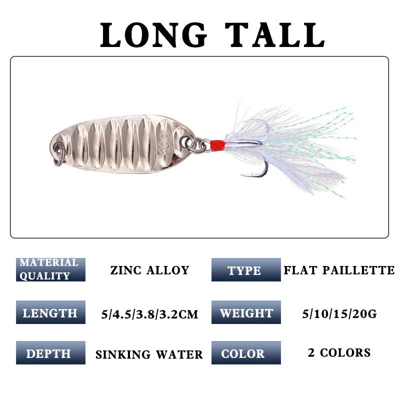 Description Picture 2 of item1pcs Lure Spoon Fishing Lures Pesca Wobblers Spinner Baits Shads Sequin Metal Jigging For Carp Fishing Topwater Isca Bass