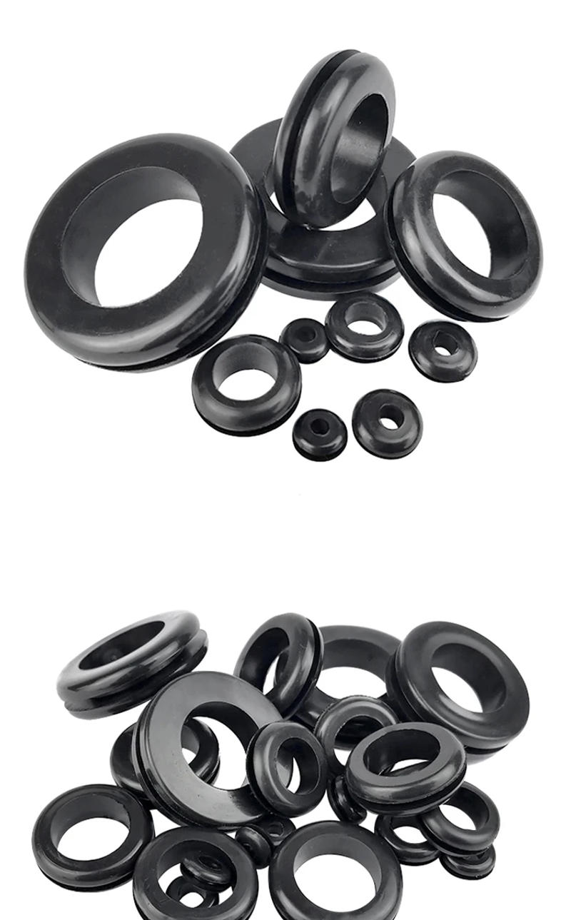 Description Picture 3 of itemBlack Rubber Grommets Firewall Hole Plug Retaining Ring Set Blanking Hole Wiring Cable Gasket Kits Hardware Tools