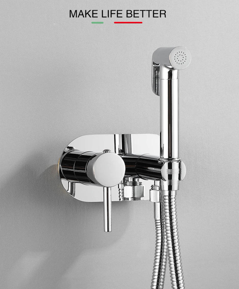 Description Picture 2 of itemFliger Black Handheld Bidet Sprayer Set Brass Bidet Faucet Portable Toilet Bidet Sprayer Hot Cold Water Bathroom Toilet Faucets