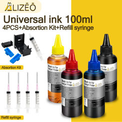 Universal Printer Ink for Canon For Epson For HP For Brother Ink Refill Kit 100ml Bottle 4 Color Dye Cartridge Ciss EcoTank