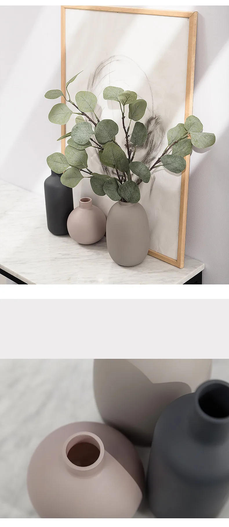 Description Picture 4 of itemColorful Ceramic Vase Round Ball Cylindrical Flower Arrangement Hydroponics Flower Vase Desktop Decoration Ceramic Ornaments