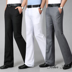2022 Men's Four Seasons New Mid-Waist Micro-Flared Casual Pants Business Boot Cut Bell-Bottom Trousers