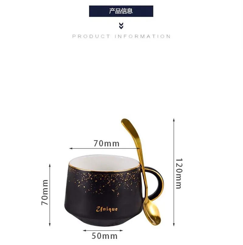 Description Picture 5 of item250ml European Style Creative Ceramic Coffee Cup Set Porcelain Cups With Tray And Spoon Water Tea Mug Breakfast Milk Mugs