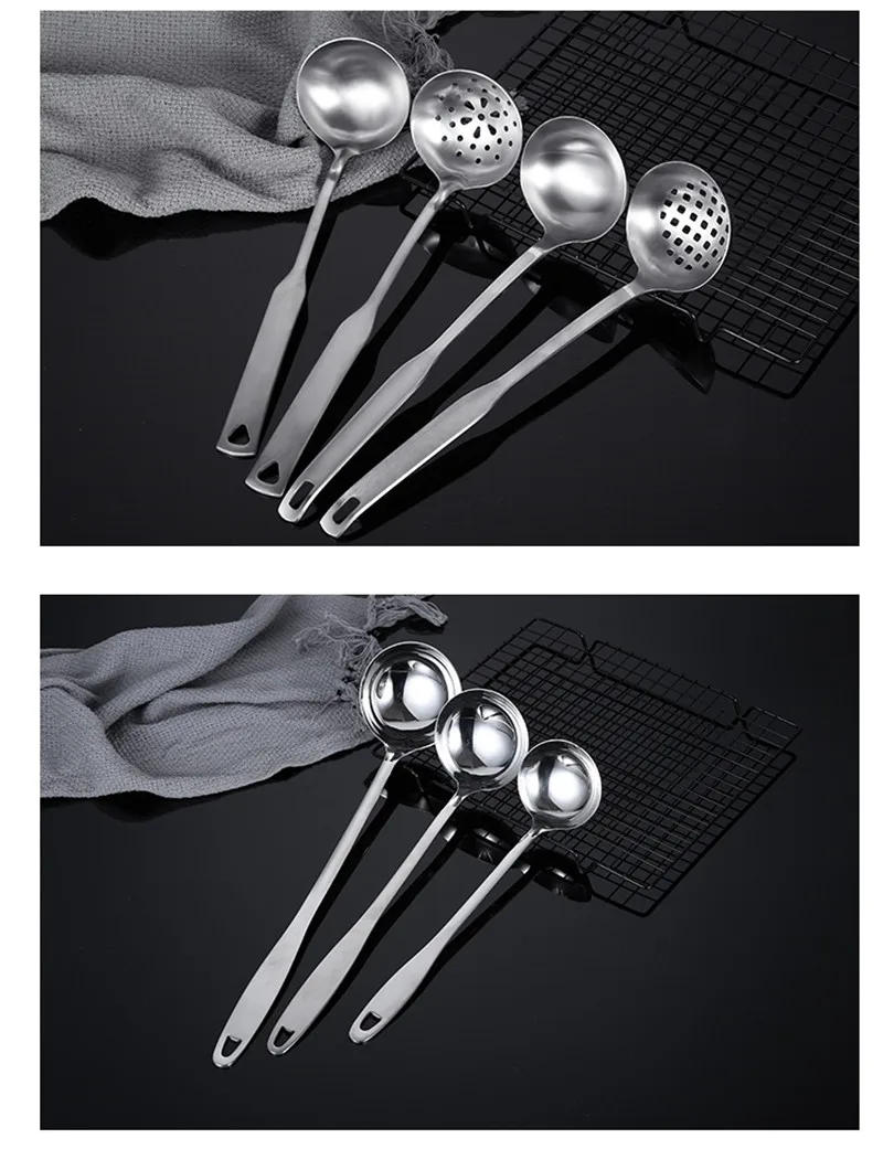 Description Picture 5 of itemStainless Steel Colander Soup Spoon Shell  Filter Dessert Long Handle Strainer Skimmer Porridge Spoons Cooking Tools Dinnerware