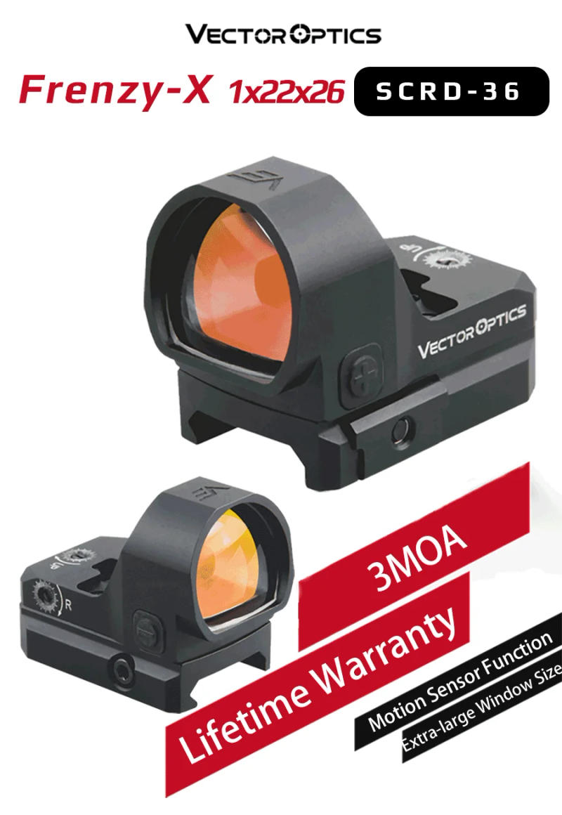 Description Picture 4 of itemVector Optics Frenzy-X 1x22x26 MOS Red Dot Scope Hunting Collimator Sight Fit Pistol Glock 17 9mm .223 .300win IPX6 Shake Awake