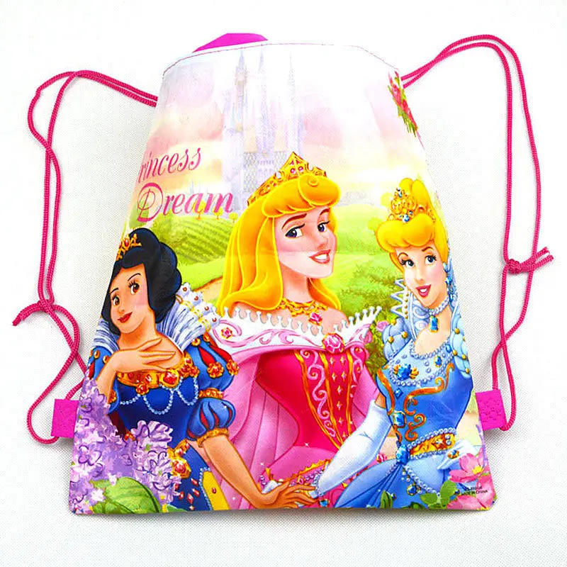 Description Picture 3 of item5/10/20/30PCS Cartoon Cinderella Drawstring Bags Child Birthday Party Disney Six Princess Belle Bags Girl Favor Ariel Back Bag