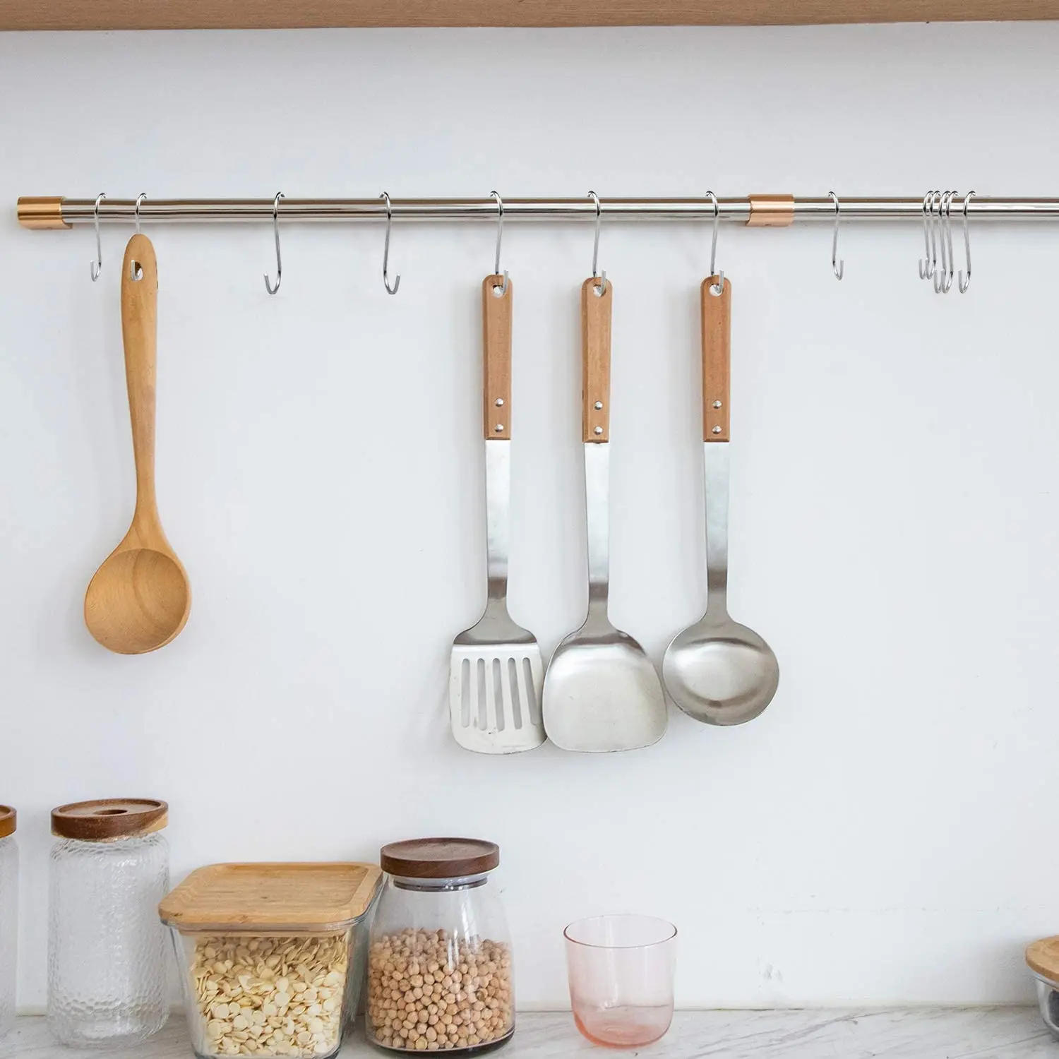 Description Picture 5 of item5/10Pcs S Shaped Hooks Metal S Shaped Hooks S Hook Stainless Steel Multifunctional Sundries Storage Hangers Holder Hooks & Ra