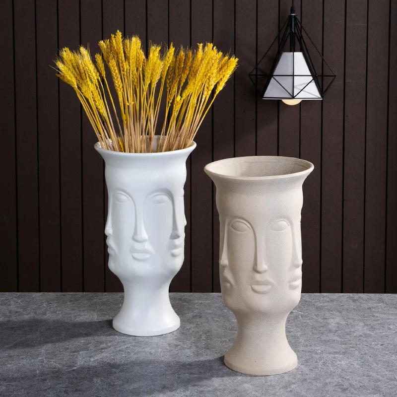 Description Picture 3 of itemCeramic Candlestick Art Vase Sculpture Crafts Human Face Flower Pot Handmade Garden Storage Flower Arrangement Home Decors