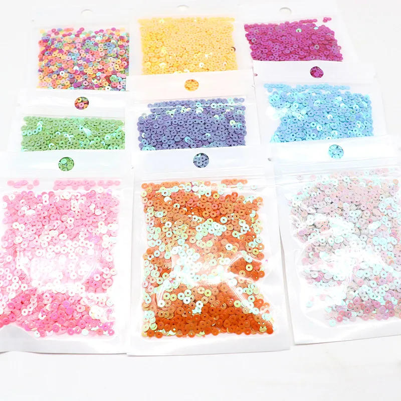 Description Picture 2 of item10g Pure Color Sequins Flat Round Pvc Loose Sequin Sequin Embroidery Craft Ladies Fabric Embroidery Accessories 3mm 4mm 5mm 6mm