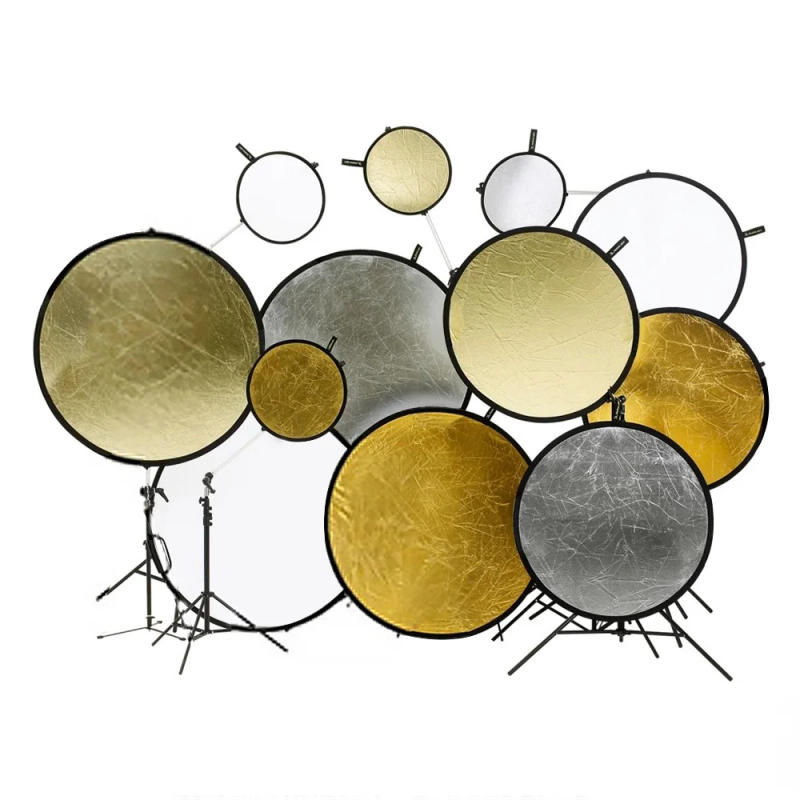 Description Picture 5 of itemSelens 2 in 1 30/60/80/110 cm Reflector Handhold  Collapsible Disc  Gold Silver White light Round for Photography Studio