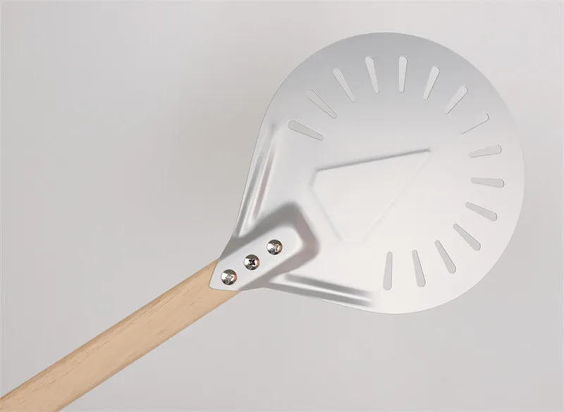 Description Picture 5 of item7 8 9 10 inch Perforated Turning Peel Pizza Shovel Aluminum Pizza Peel Paddle Short Pizza Tool Non Slip wooden Handle