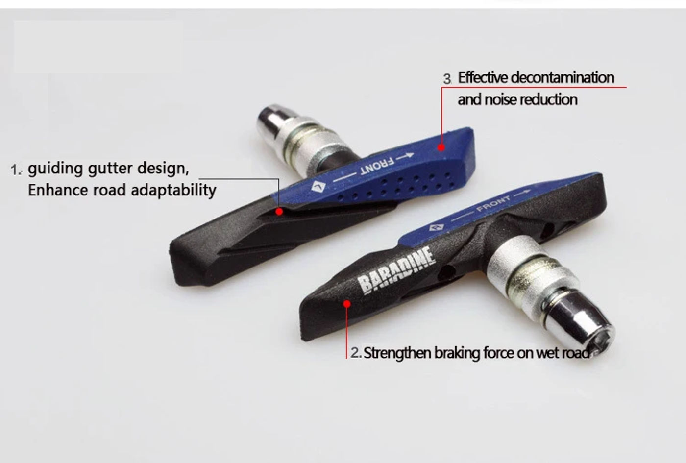 Description Picture 4 of itemBaradine 959V 73mm Folding Bike V-Brake Pads Mechanical Linear Pull Brakes Dual Compound Bicycle Brake Blocks All-Weather Use