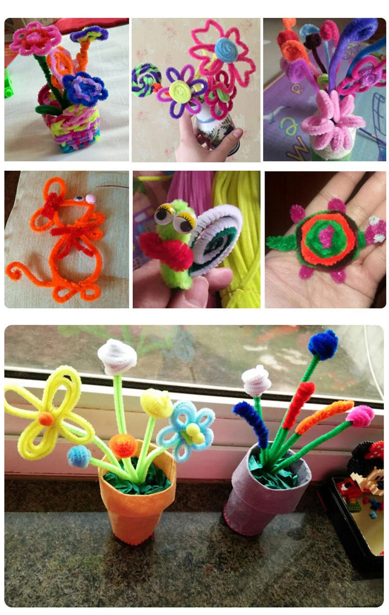 Description Picture 2 of item99pcs 30cm Chenille Stems Pipe Cleaners Plush Tinsel Wired Sticks Kids Toys Wedding Party Decoration DIY Handmade Craft Supplie