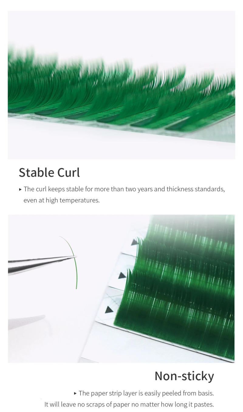 Description Picture 5 of itemGLAMLASH Color Lash Purple Blue Brown Green Red White Pink Yellow Eyelash Extensions Individual False Colored Mink Lashes Makeup