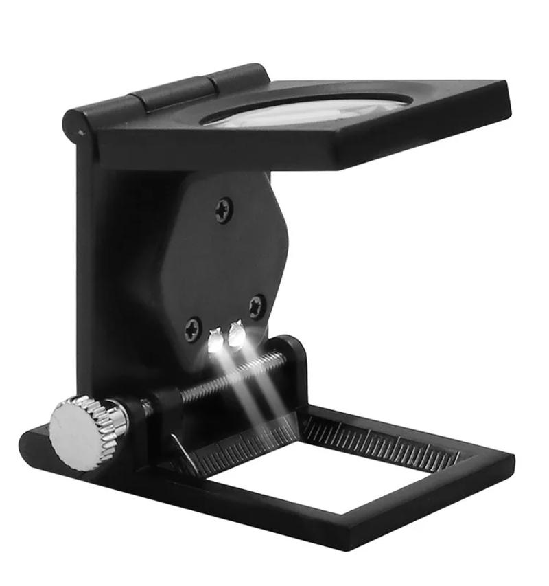 Description Picture 5 of item10X Folding Linen Tester Mini Pocket Metal Magnifiers Cloth Thread Counter Magnifier Magnifying Glass