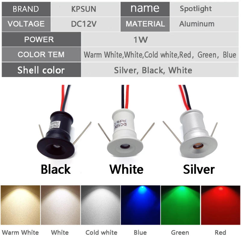 Description Picture 6 of item1W Mini LED Spotlight Recesseed Cabinet Lights Indoor Home Ceiling Lamp Led Stair Step Corridor Focos Spot Downlight with Driver