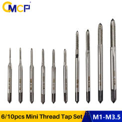 CMCP 6/10pcs Straight Screw Tap HSS M1 M1.2 M1.4 M1.6 M1.7 M1.8 M2 M2.5 M3 M3.5 Mini Tap Drill Bit Machine Metric Thread Tap Set