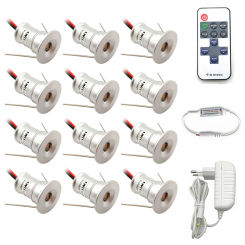 DC12V LED Downlight Dimmable Ceiling Spotlight With Remote Control 1W Recessed Jewelry Cabinet Lamp 15mm