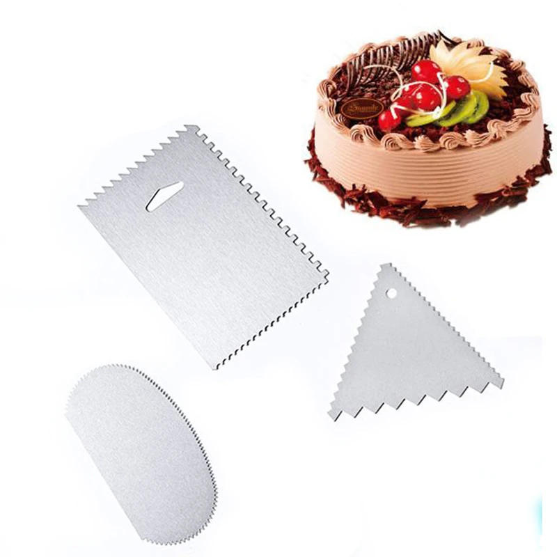 Description Picture 4 of itemStainless Steel Cake Cream Scraper Metal Dough Icing Fondant Spatulas Jagged Edge Pastry Cutters DIY Decorating Baking Tools
