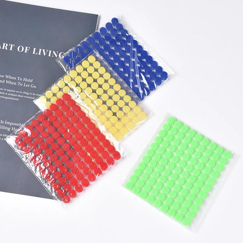 Description Picture 2 of item10mm 15mm Multicolor Adhesive Fastener Tape Dots Sticky Hook Magic Tape Double Sided Round Strong Self-Adhesive