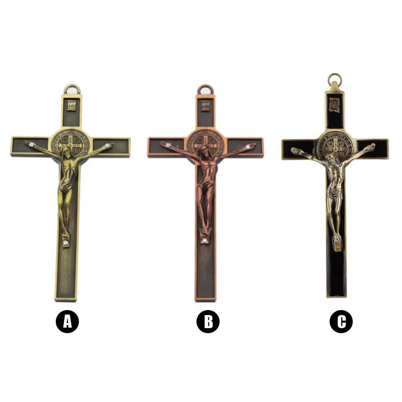 Description Picture 3 of itemChurch Relics Figurines Crucifix Jesus Christ On The Stand Cross Wall Crucifix Antique Home Chapel Decoration Wall Car Decor