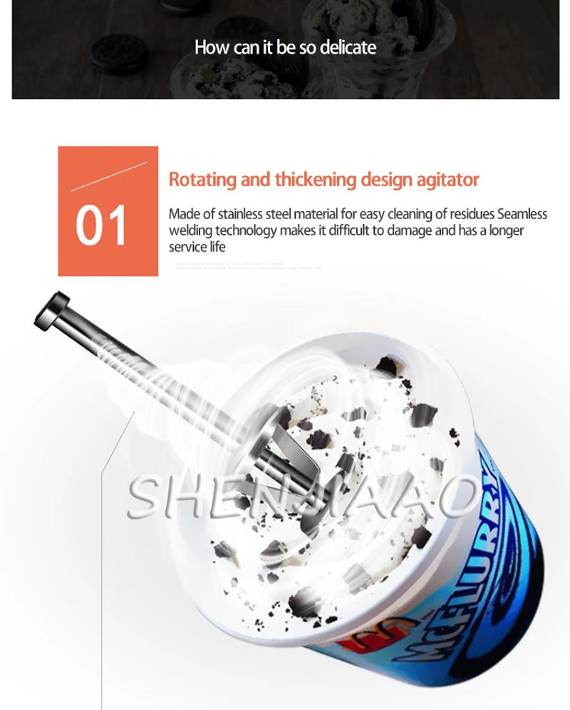 Description Picture 6 of itemKPS-DQ88 Commercial Electric Ice Cream Slush Machine Yogurt Milk Mixer Stainless Steel Ice Cream Mixer 750W 220V