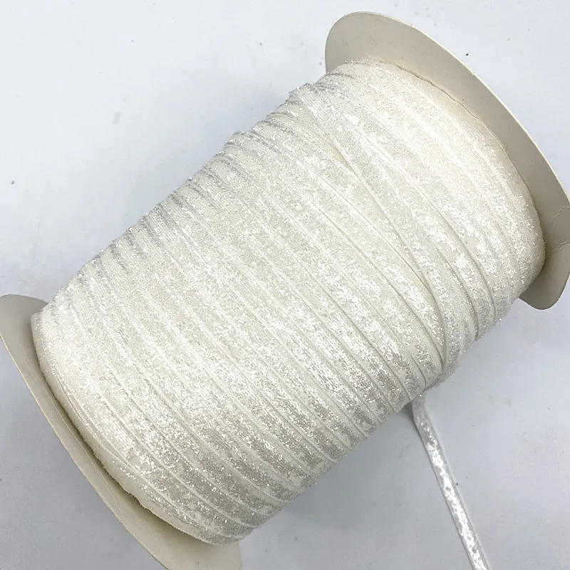 Description Picture 3 of itemNew 6mm Glitter Velvet Ribbon No Elastic Single Face Ribbon Headband Clips Bow Decoration