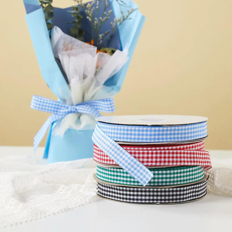 Description Picture 3 of item5Yards New 25mm Plaid Cotton Ribbon Wedding Christmas Decoration DIY Sewing Fabric Handmade Bow Ribbon Flower Gift Packaging