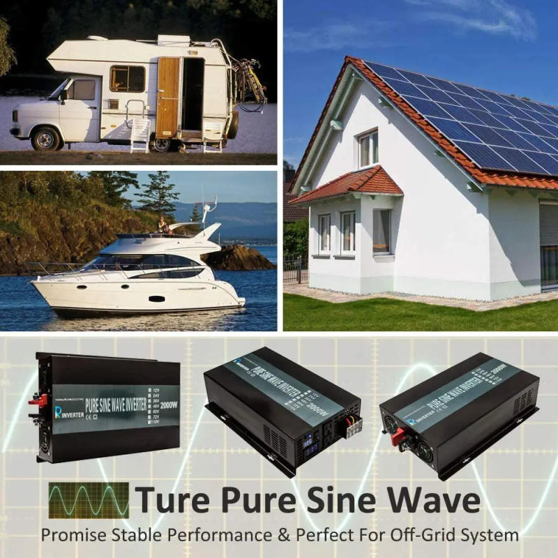 Description Picture 3 of itemPure Sine Wave Inverter 2000W 24V 230V DC to AC Power Inverter Solar Panel Generator Voltage Converter 12V/48V to 120V/220V/240V