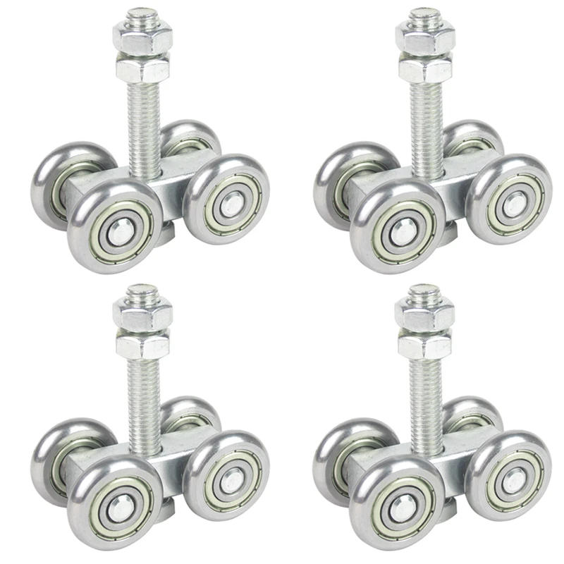 Description Picture 2 of itemNew 4PCS Heavy Industrial Hanging Rail Rollers Sliding Door Rollers Warehouse Orbital Track Bearing Wheels Pulleys Loading 450KG