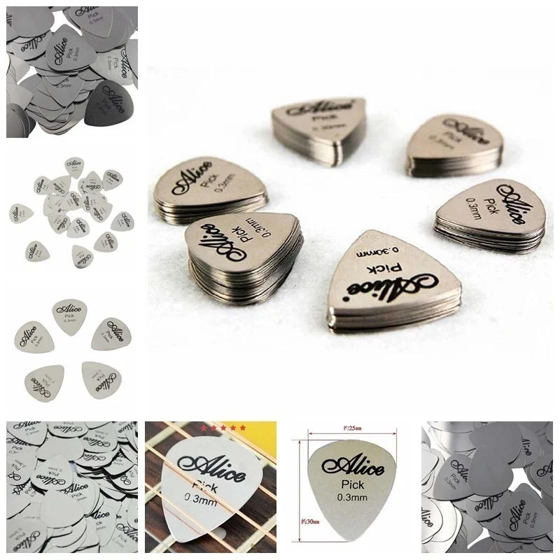 Description Picture 2 of item5Pcs10Pcs Metal Guitar Pick 0.3mm Thin Durable Silver Color Professional Bass Ukelele Guitar Picks Guitar Amplifier Bass Guitar