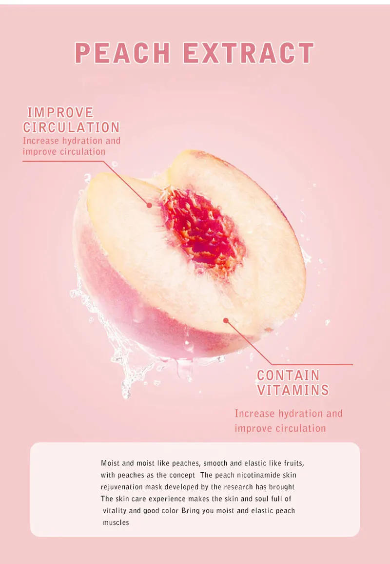 Description Picture 4 of itemMoisturizin Mascarilla Facial Mask Shrink Pore Peach Niacinamide Sleeping Mask Disposable Face Mask Skin Care Improve Roughness