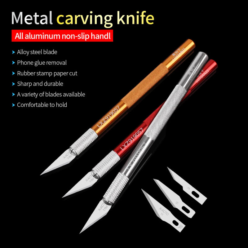 Description Picture 6 of itemLUXIANZI Metal Scalpel Knife Non-slip Cutter Engraving Craft Knives Blades for Scalpel Stationery PCB Repair DIY Hand Tools