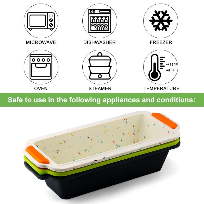 Description Picture 5 of itemRectangular Silicone Bread Pan Mold Toast Bread Mold Cake Tray Long Square Cake Mould Bakeware Non-stick Baking Tools