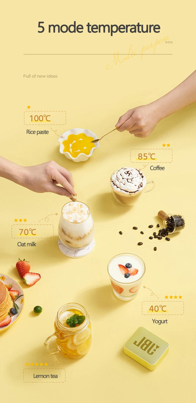Description Picture 5 of item220V Electric Coffee Maker 300ml Portable Milk Tea Machine Automatic Milk frother 5 in 1 DIY Milk Tea Yogurt Boiling Cup