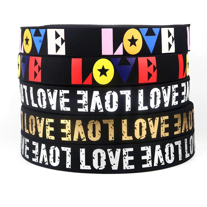 Description Picture 4 of item2/2.5/3/4cm Printed LOVE Elastic Band Rubber Webbing Classic Pattern Letter Love Elastic Belt for Sewing Accessories Supplies 1M