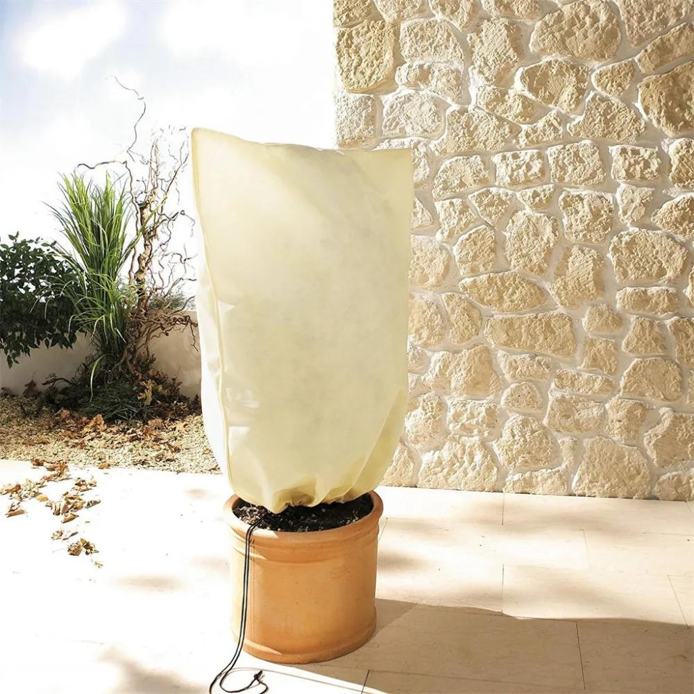 Description Picture 3 of item1pc Warm Color Winter Plant Warm Cover Non-woven Plant Anti Freezing Bag In Winter Outdoor Yard Vegetation Anti-Frost Bag