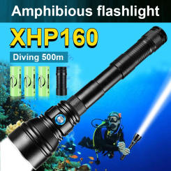 IPX8 Professional Diving Flashlight Torch XHP160 High Power Underwater Lamps Waterproof Led Flashlight Rechargeable Diving Light